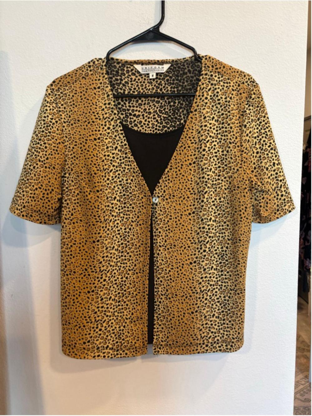 VINTAGE Y2K John Paul Richard Leopard Animal Print Mesh Top Size M